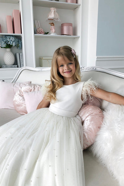 Chic Looking Girls Handmade Couture Tulle Velvet Ballgown