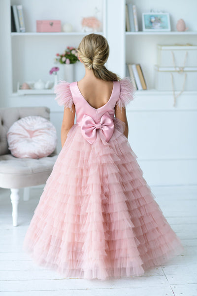 Stunning Girls Tulle Flower Girl Party Dress With Ruffled Long Skirt 