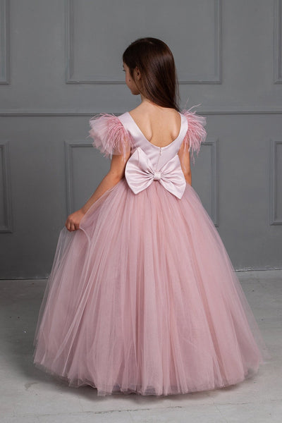 Girls 1st Communion Flower Girl Dress With Multi Layered Tulle Skirt