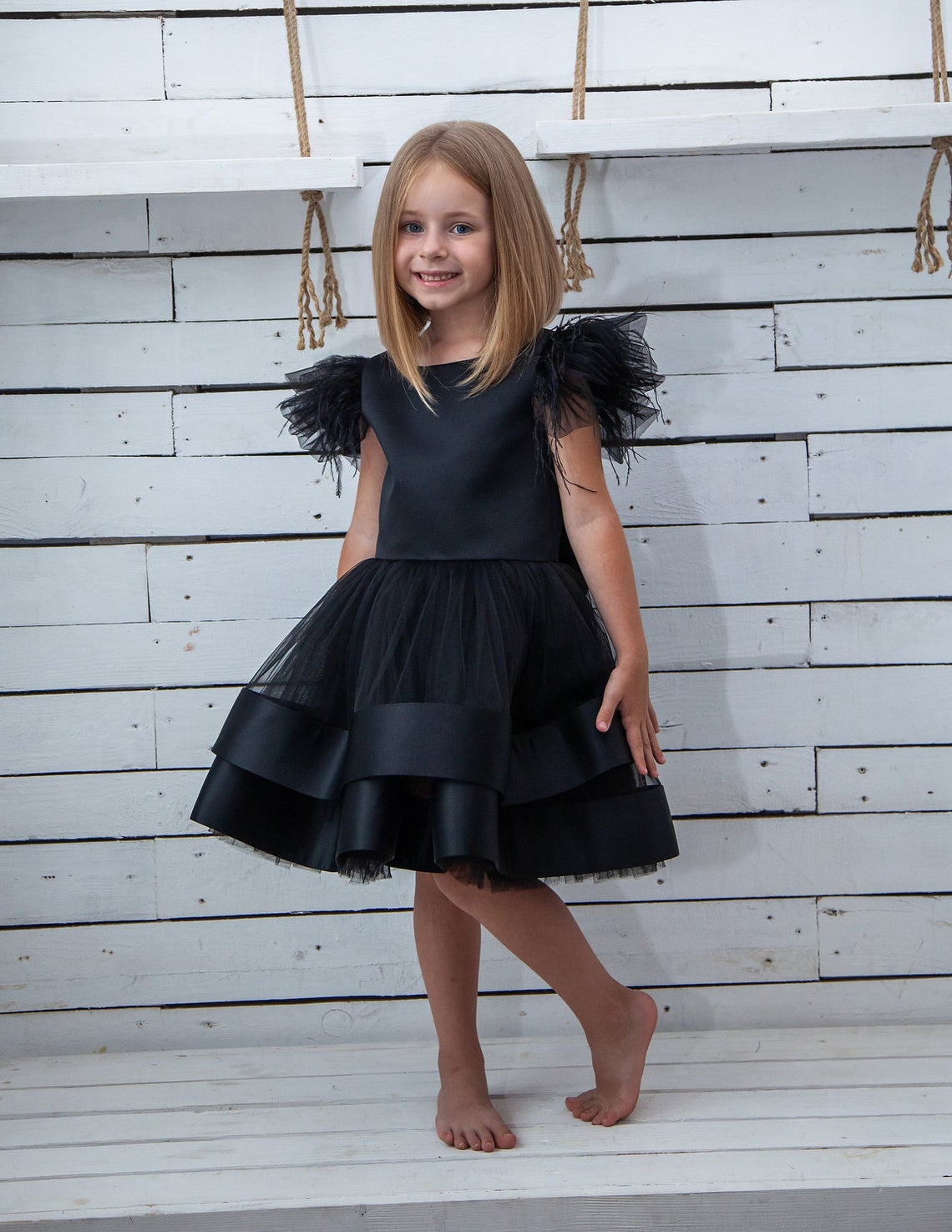 Girls Special Occasion Birthday Dress With Satin And Tulle Skirt