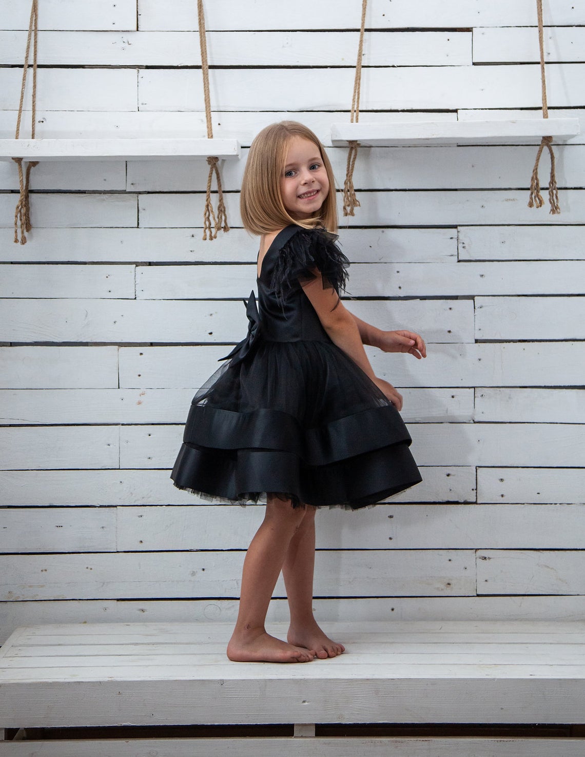 Girls Special Occasion Birthday Dress With Satin And Tulle Skirt