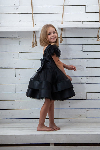 Girls Special Occasion Birthday Dress With Satin And Tulle Skirt