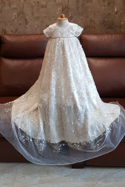 Saralia Handmade Beaded Lace Baptism Gown