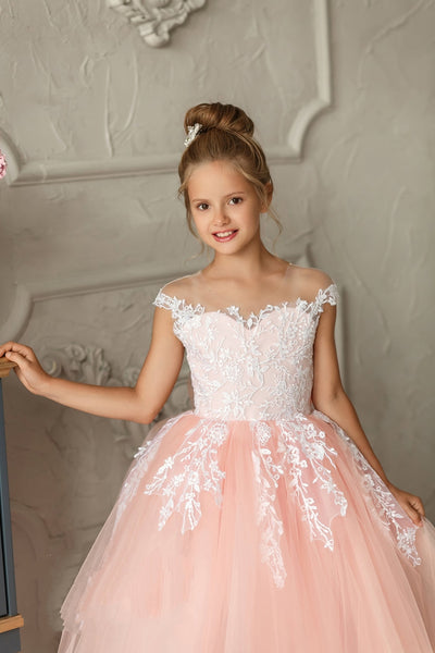 Luxury Studio Wedding Flower Girl Tulle Satin Pageant Communion Dress 