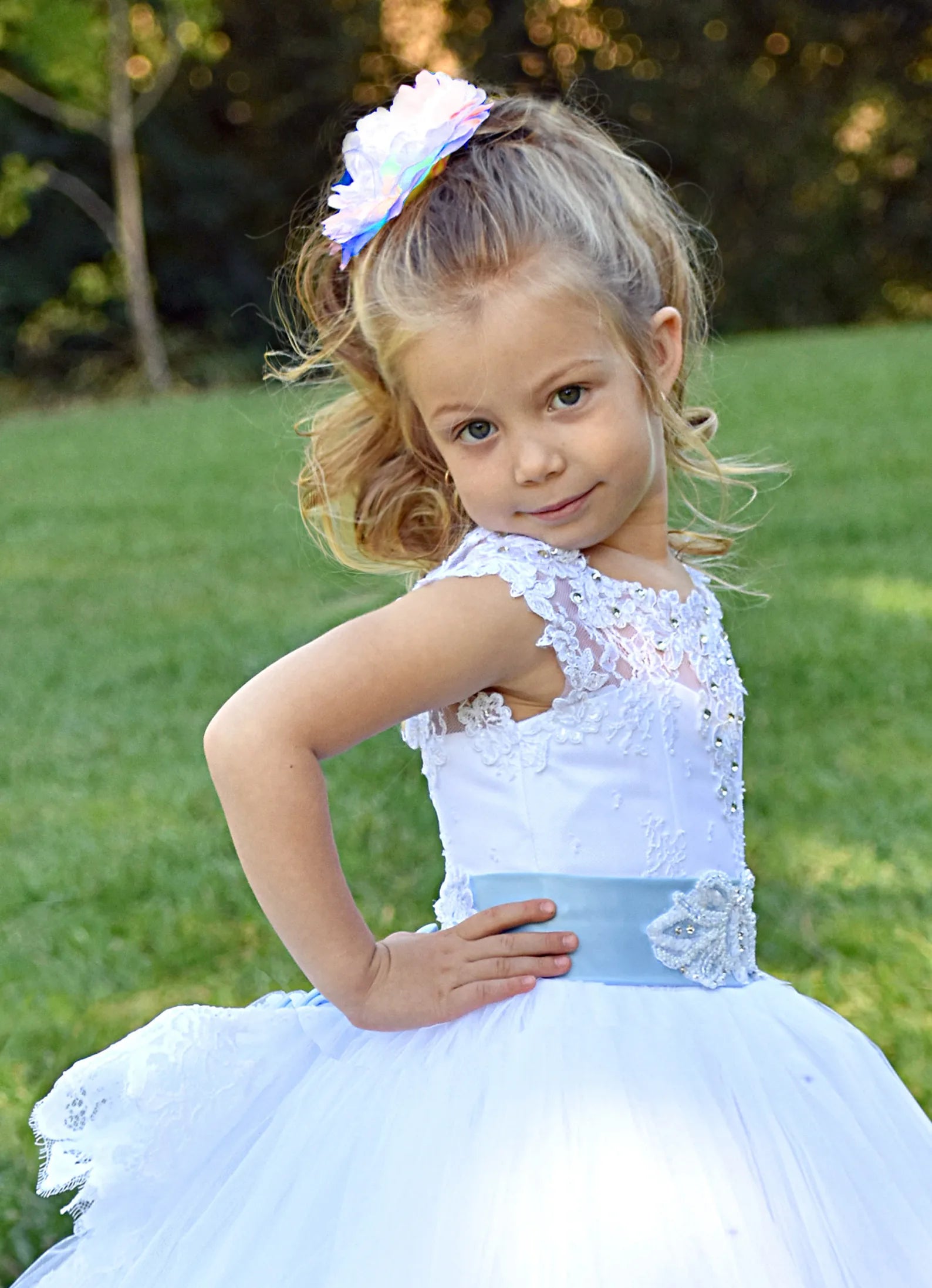 Custom Wedding Party First Communion Flower Girl Floor Length Dress