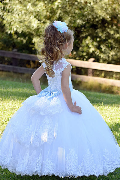 Custom Wedding Party First Communion Flower Girl Floor Length Dress