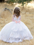 Custom Wedding Party First Communion Flower Girl Floor Length Dress