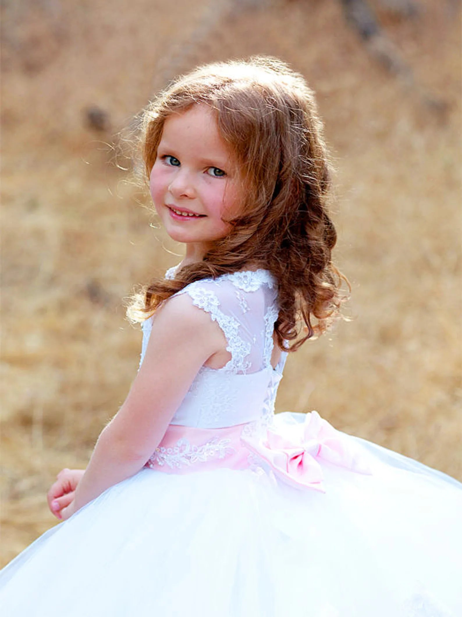 Custom Wedding Party First Communion Flower Girl Floor Length Dress