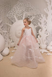 Girls Blush Pink Couture Wedding Easter Flower Girl Special Occasion Party Dress