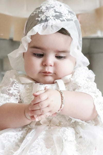Couture Handmade Luxurious Alencon Beaded Lace Christening Dress 