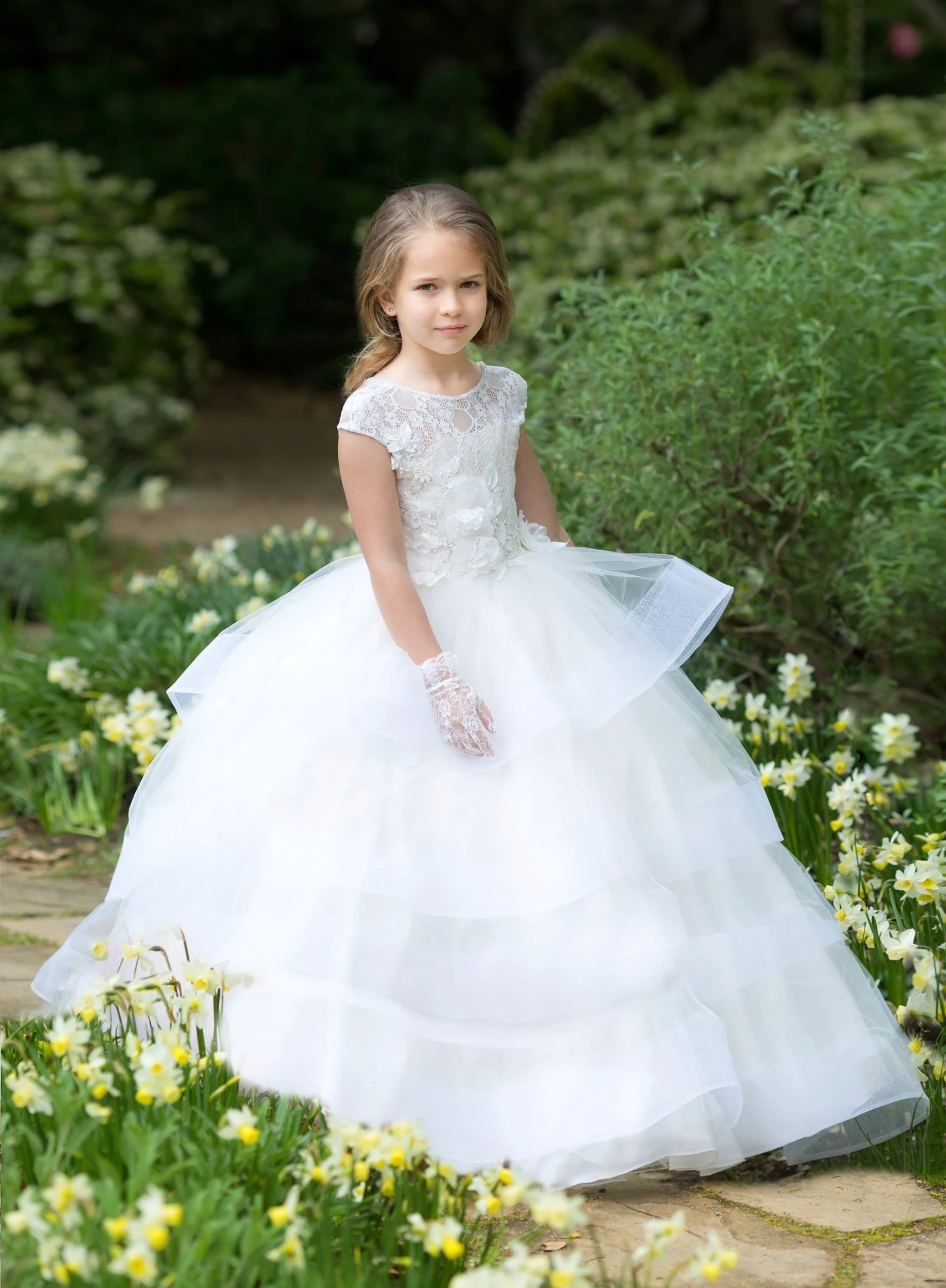 Girls Ivory Birthday Wedding Party Pageant Flower Girl Communion Lace Dress