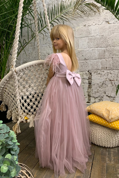 Custom Wedding Flower Girl Special Occasion Satin Tulle Long Dress