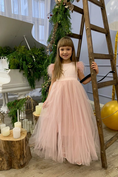 Custom Wedding Flower Girl Special Occasion Satin Tulle Long Dress