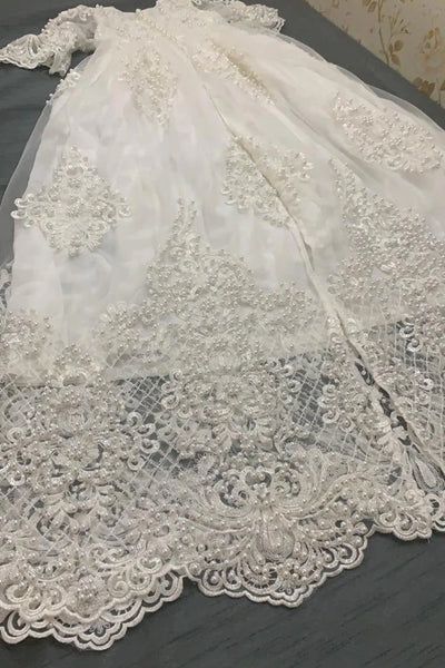 Fleur Hand Beaded Christening Gown with Bonnet & Shoes