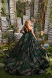 Custom Couture Girls Emerald Green Pageant Glitter Tulle Taffeta Gown 