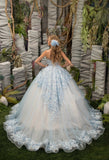 Stunning Floor Length Flower Girl Pageant Party 3D Floral Applique Gown