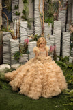 Girls Couture Wedding Flower Girls Pageant Party Ruffled Glitter Tulle Ball Gown