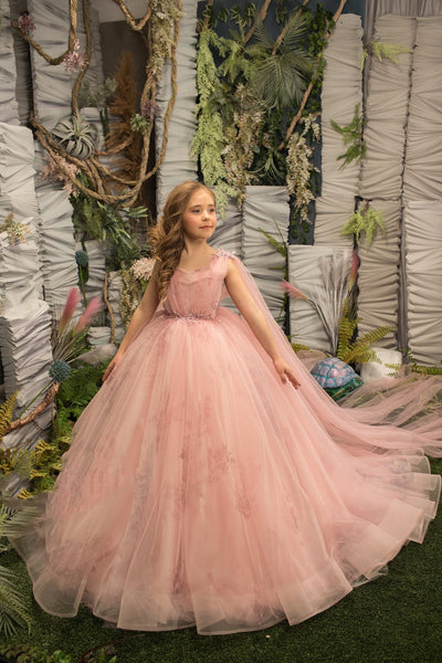 Princess Custom Couture Tulle Flower Girl Wedding Party Ball Gown