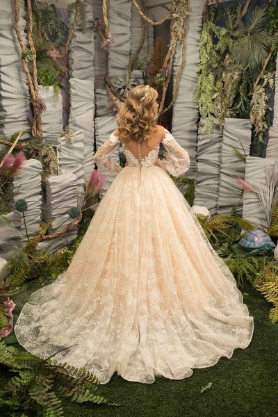 Gorgeous Couture Lace Wedding Flower Girl Mini Bride Special Occasion Gown