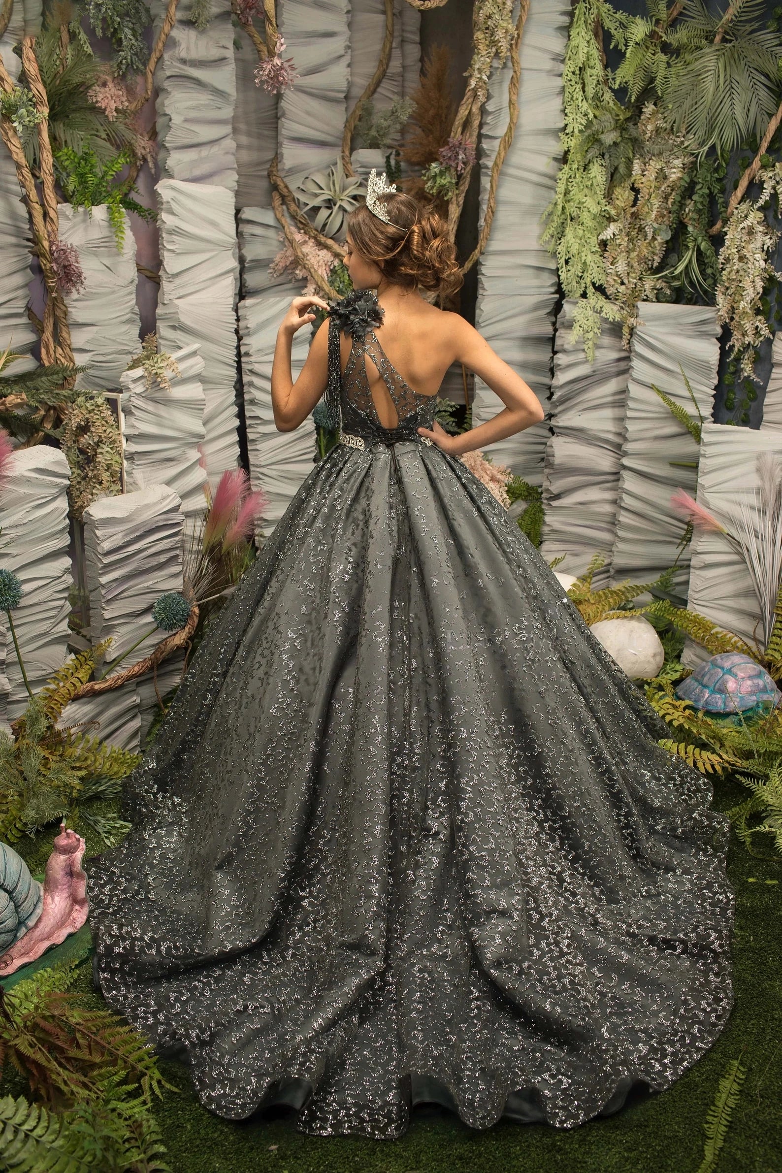 Girls Stunning Couture Glitter Tulle Christmas Pageant Special Occasion Gown