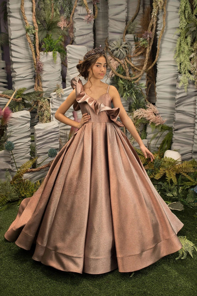 Girls Magnificent Couture Satin Taffeta Special Occasion Holiday Party Gown