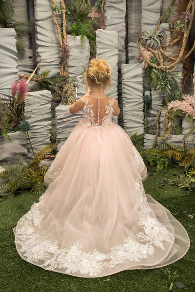 Girls Custom Couture Wedding Flower Girl Pageant Party Hi Low Dress