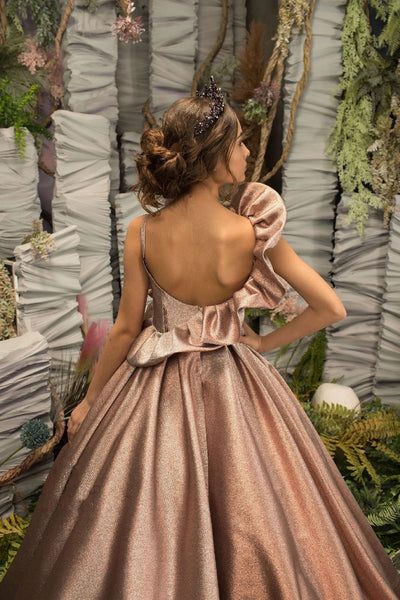 Girls Magnificent Couture Satin Taffeta Special Occasion Holiday Party Gown