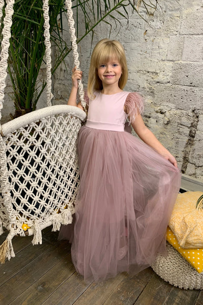 Custom Wedding Flower Girl Special Occasion Satin Tulle Long Dress