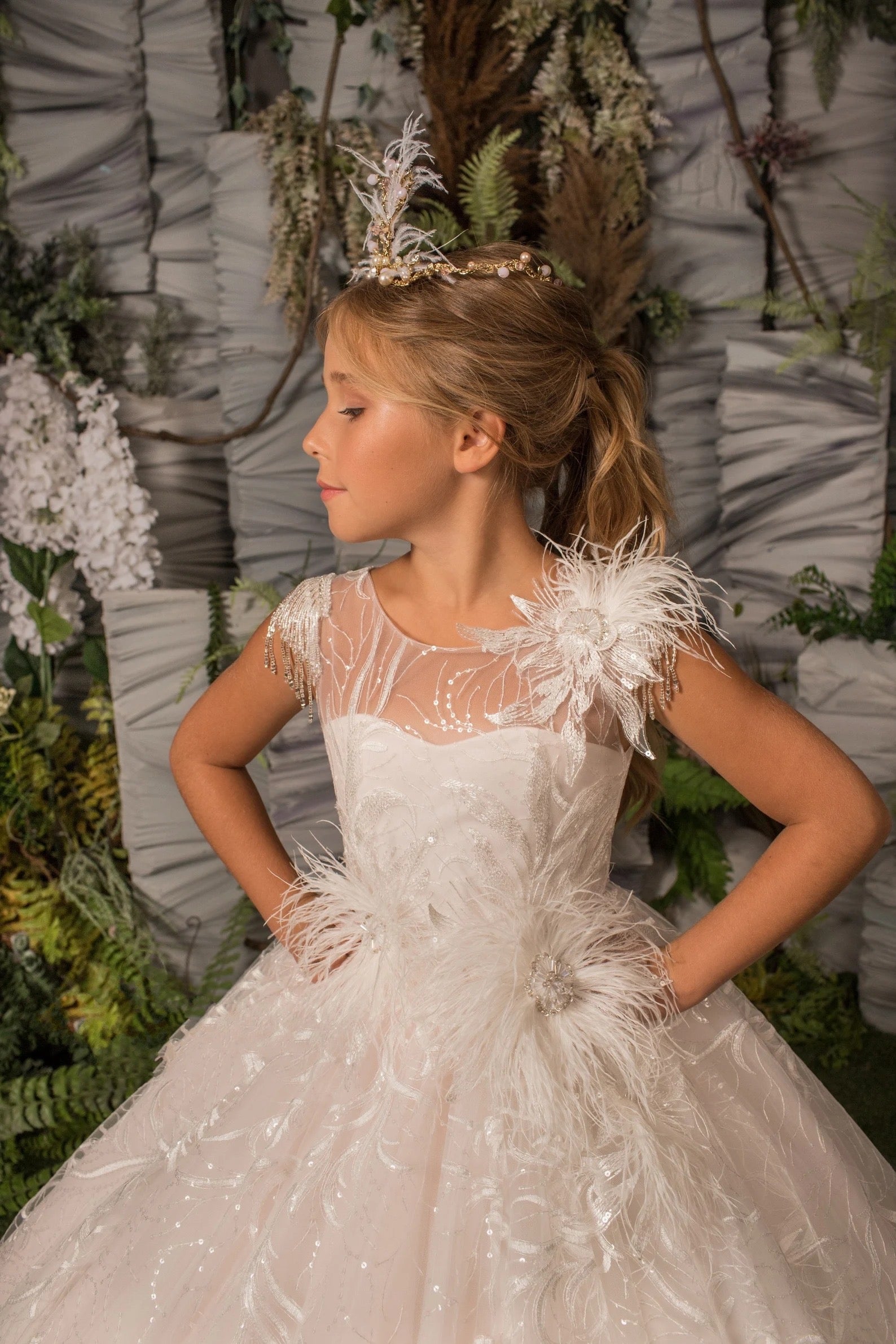 Breathtaking Custom Couture wedding Flower Girl Pageant Party Gown 