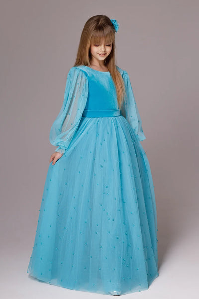 Celestielle Azure Couture Gown – Turquoise Girls Special Occasion Dress