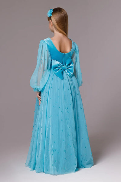 Celestielle Azure Couture Gown – Turquoise Girls Special Occasion Dress