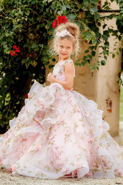 Custom Couture Princess 3D Floral Wedding Flower Girl Special Occasion Dress