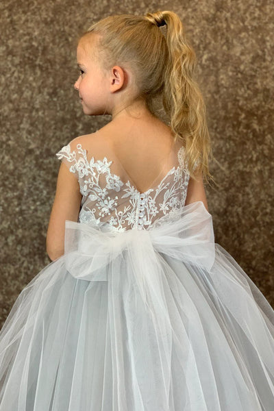 Couture Tulle Lace Flower Girl Wedding Party Floor Length Dress