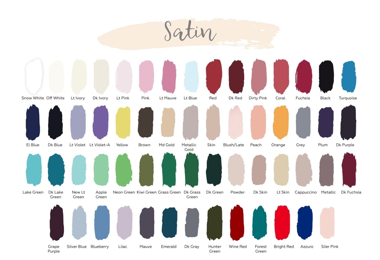 Satin Color Chart