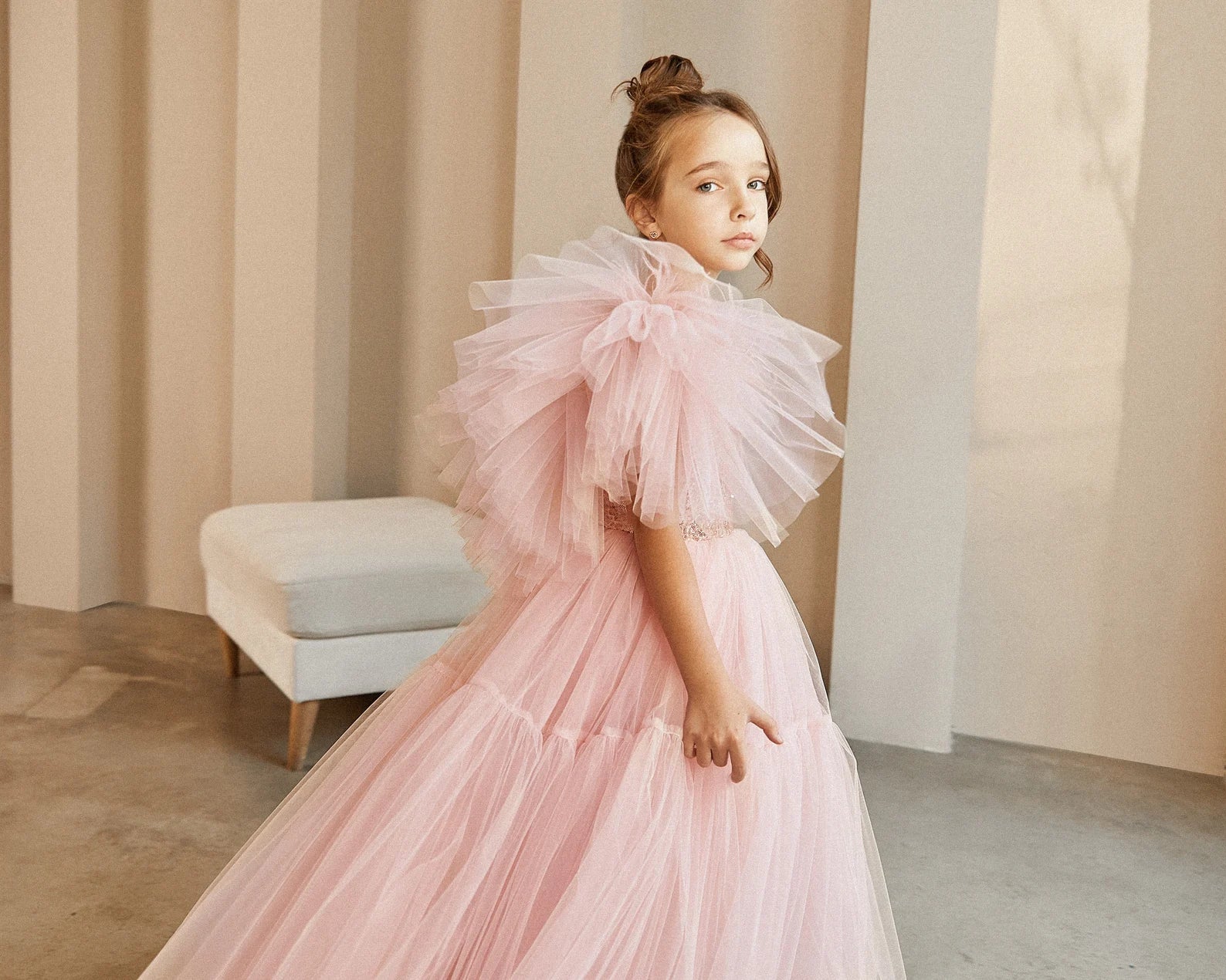 Girls Couture Tutu Wedding Party Special Occasion Sequin Floor Length Dress