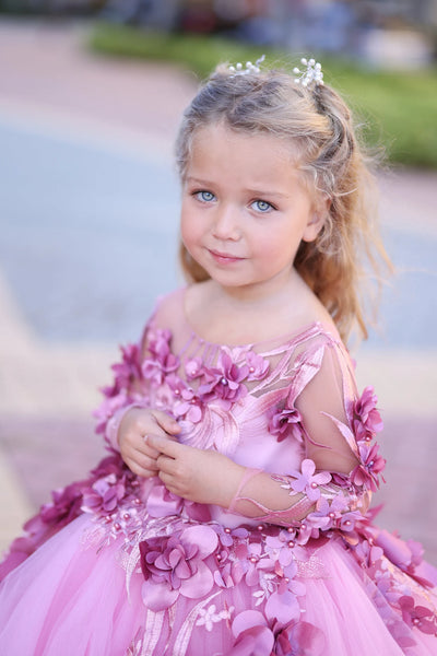 The Cordelia Flower Girl Dress With Train Off-White / 3T