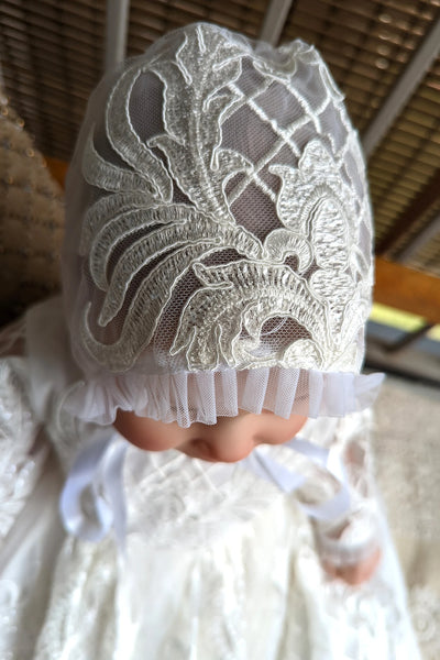 Luxury Couture Baby Baptism  Heirloom Christening Embroidered Sequin Gown