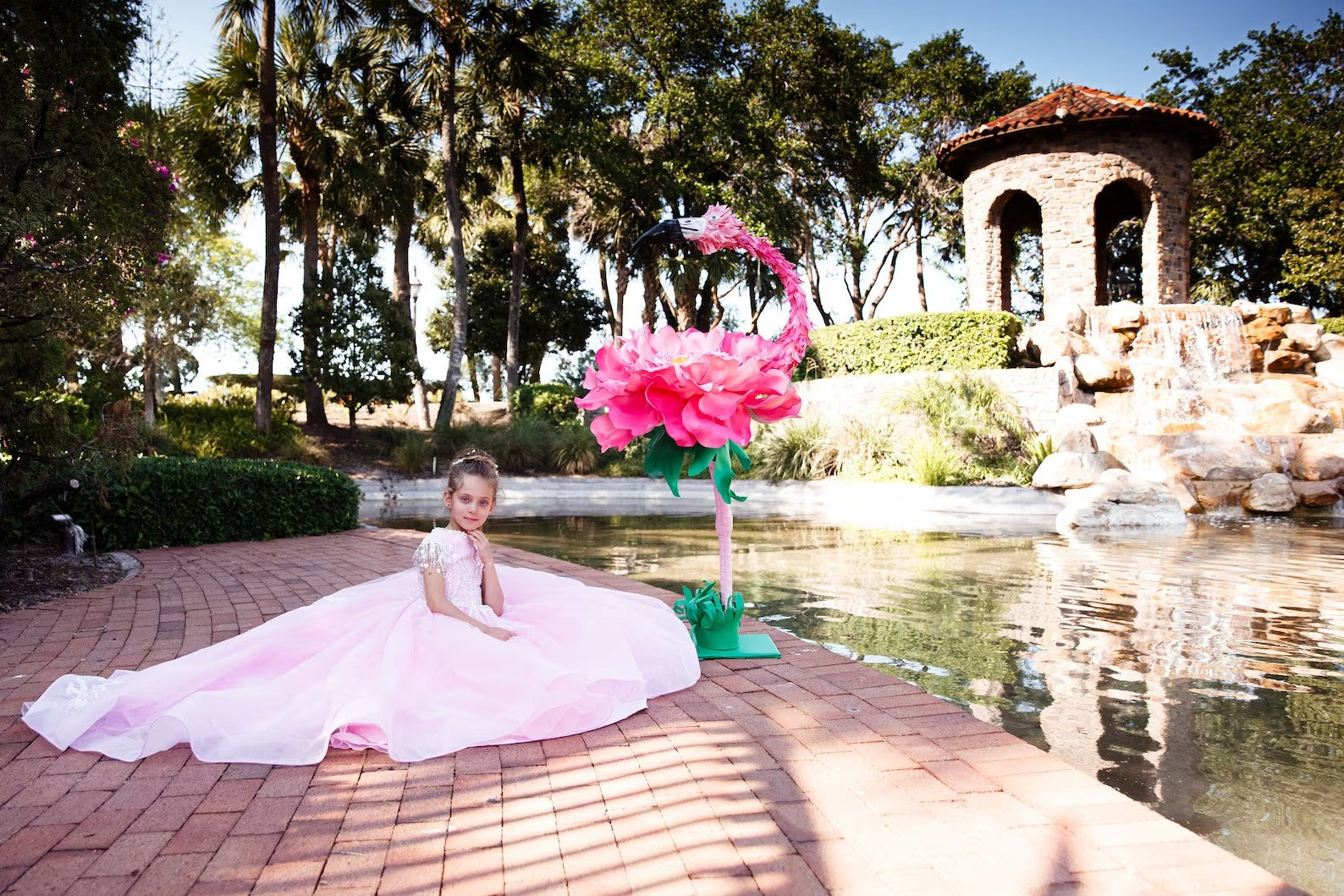 Custom Handmade 3D Organza Crystal Embellished Wedding Flower Girl Dress