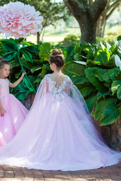 Custom Handmade 3D Organza Crystal Embellished Wedding Flower Girl Dress