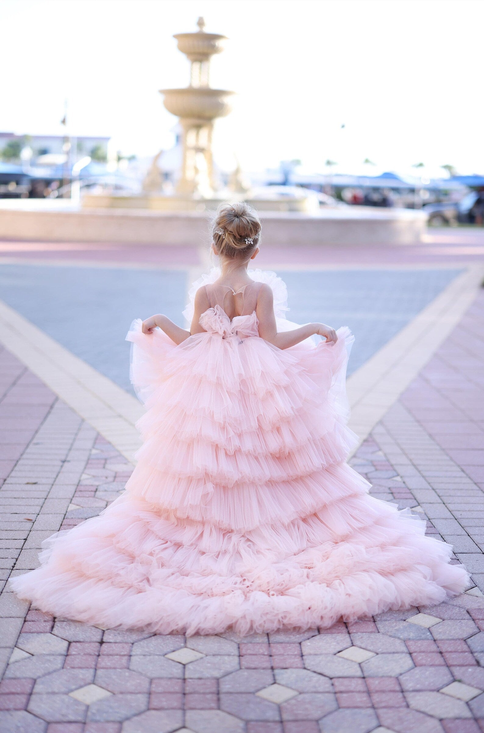 Couture Flower Girl Pageant Party Special Occasion Tulle High Lo Dress