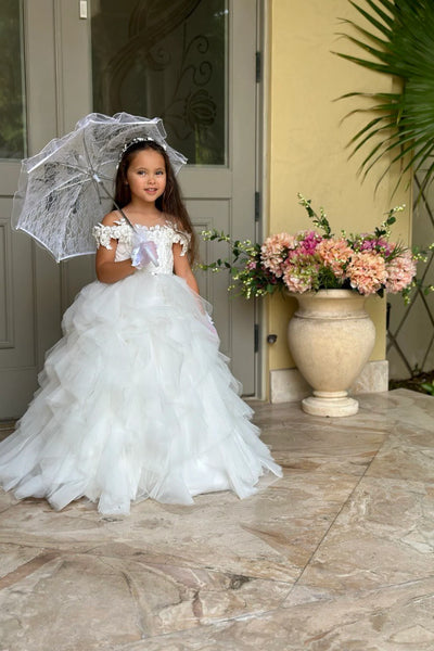 Custom Couture Wedding Flower Girl Ruffled Communion Birthday Party Gown
