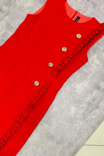 Girls Pageant Interview Red Ruffle Detail Dress