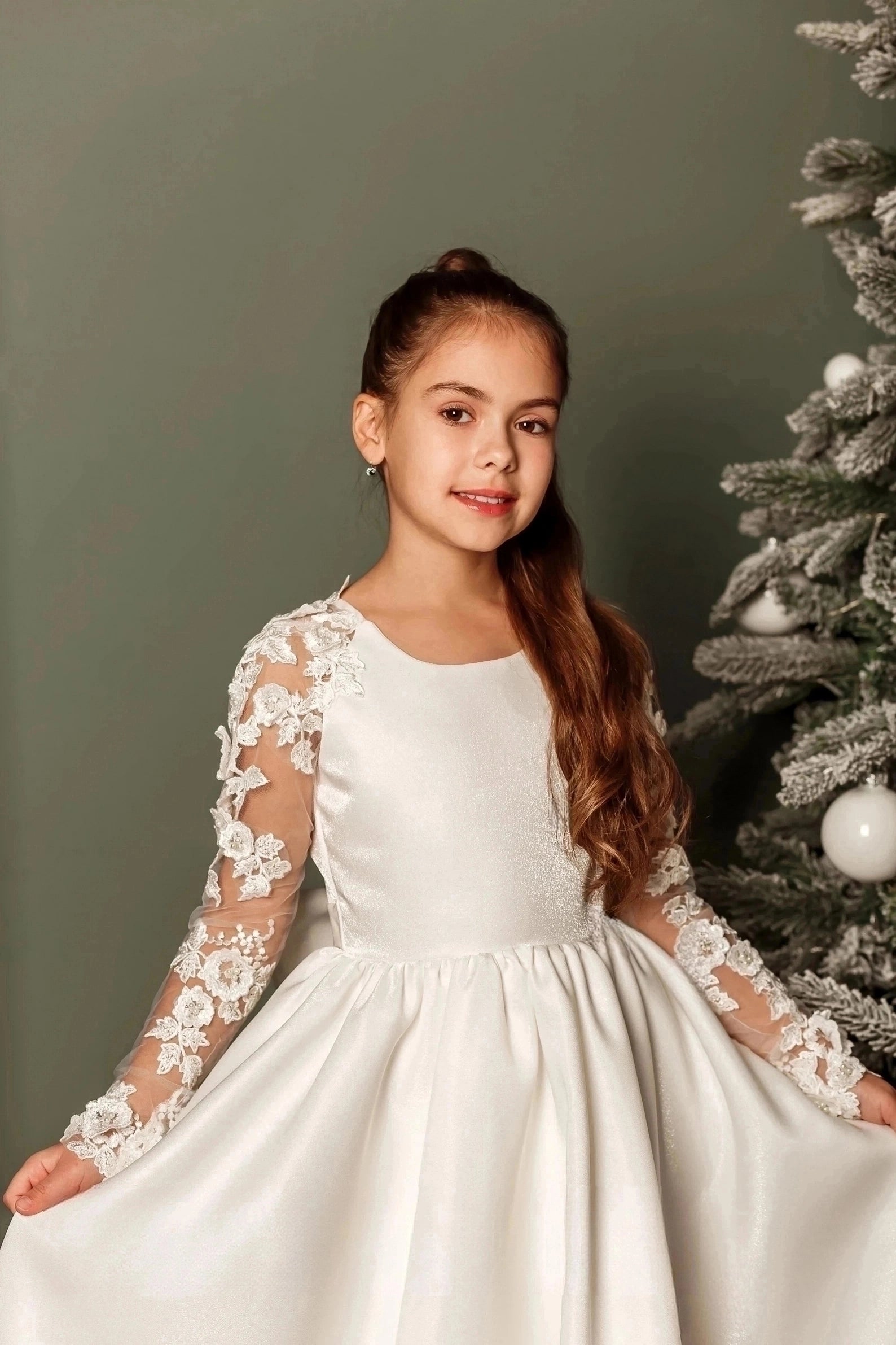 nouveau fleur mini dress with train Yasmine Flower Girl Dress With Train