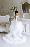 Special Occasion Satin Wedding Flower Girl Pageant Knee Length Tulle Satin Dress 