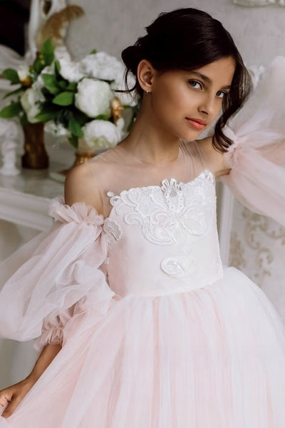 Elora Flower Girl Satin Tulle Dress | Blush Kids