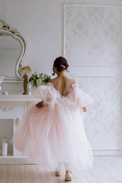 Elora Flower Girl Satin Tulle Dress | Blush Kids