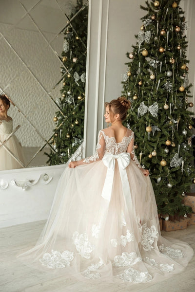 Gorgeous Wedding Flower Girl Special Occasion Party Lace Tulle Gown