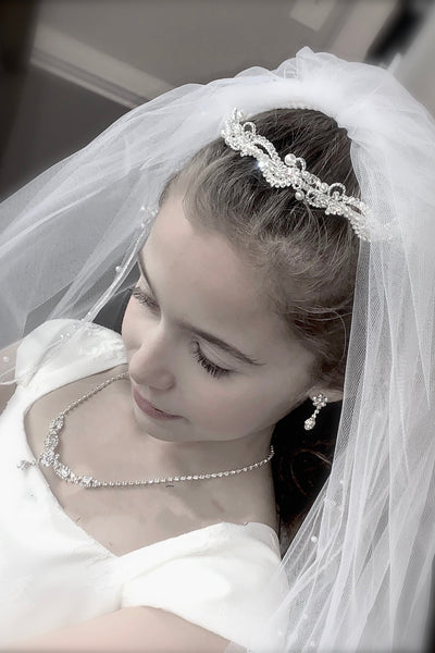  Custom Made Communion Headband With Crystals And Pearls