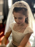 Girls Beautiful Hand Made 1st Communion Veil With Pearls