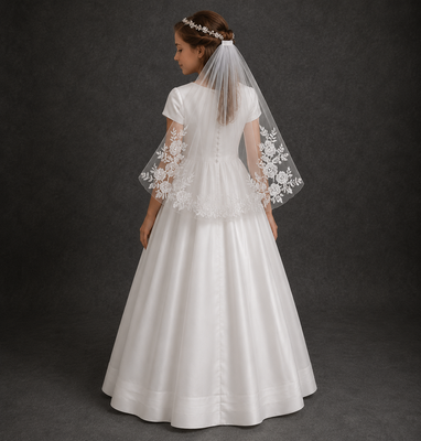 Italian Lace Communion Veil – Floral Tulle